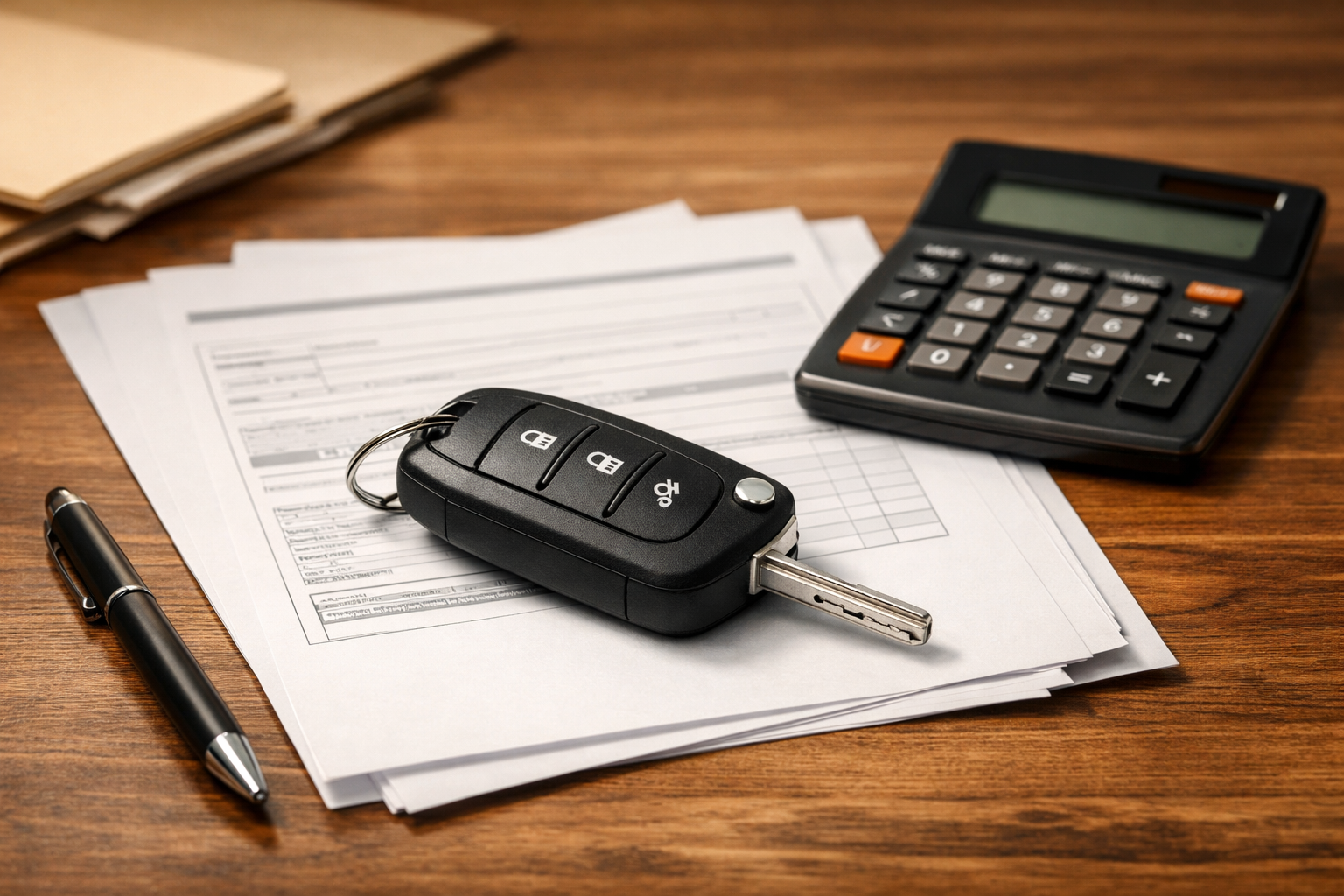 Car keys on insurance documents