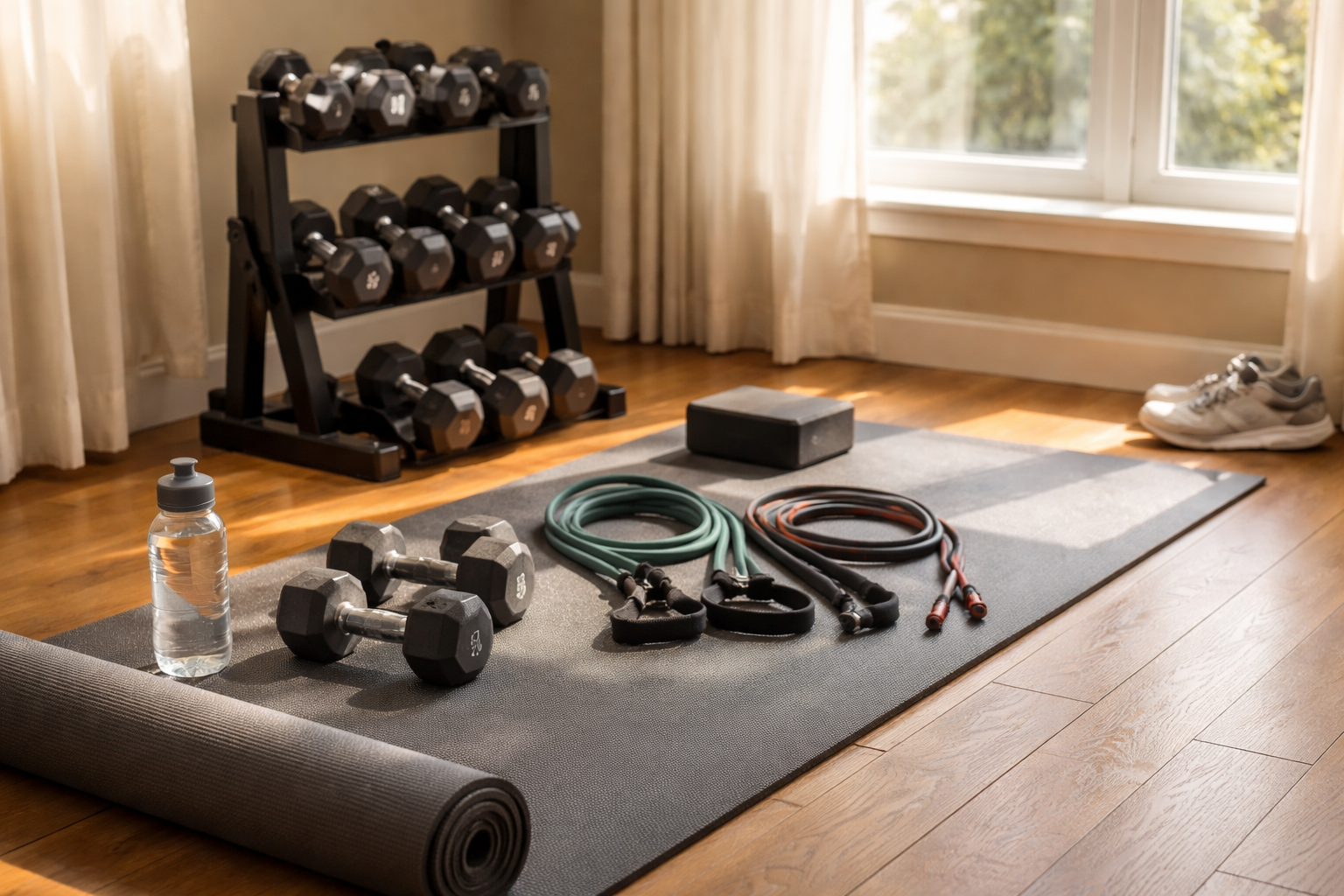 Home gym equipment setup