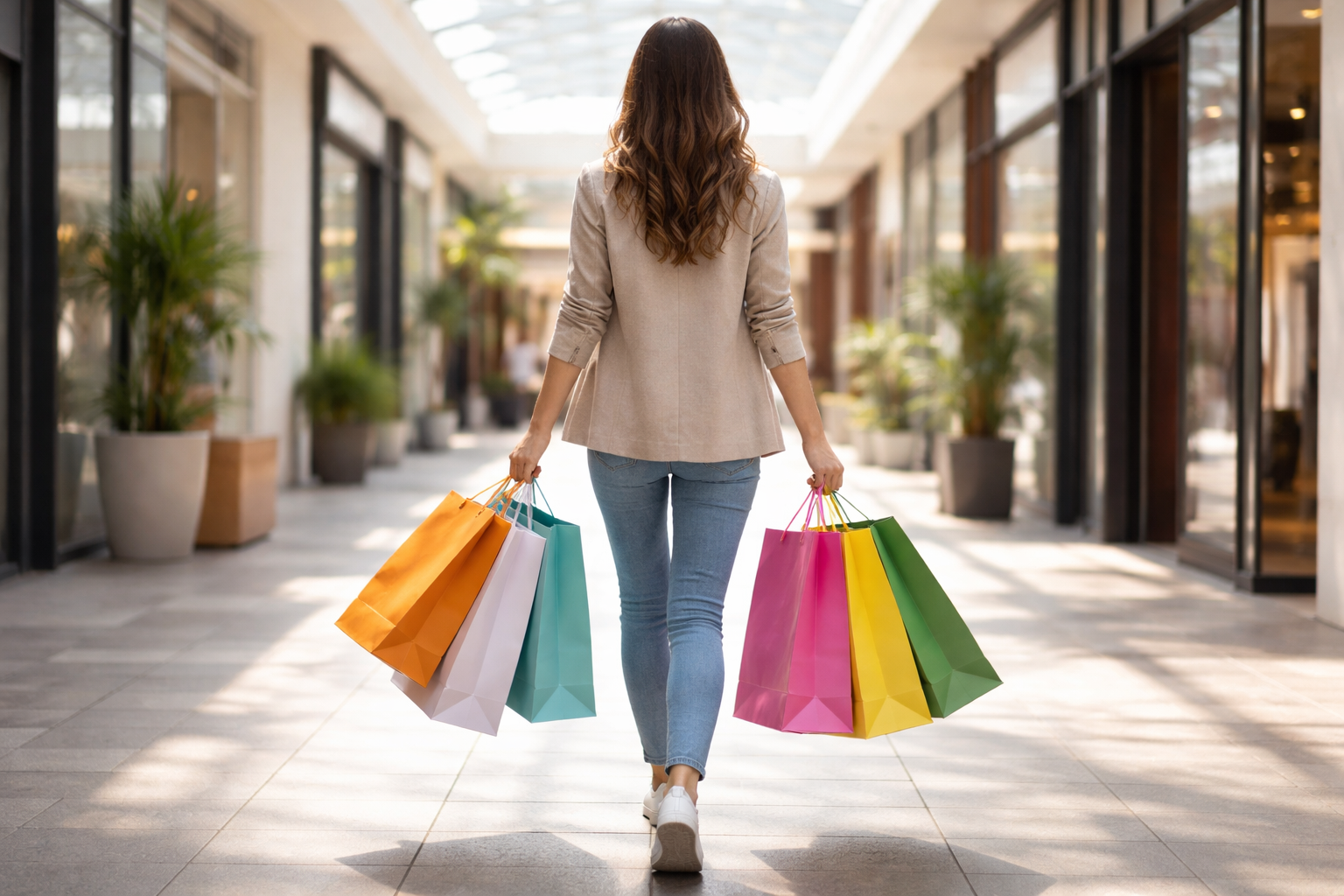 Outlet mall shopping bags